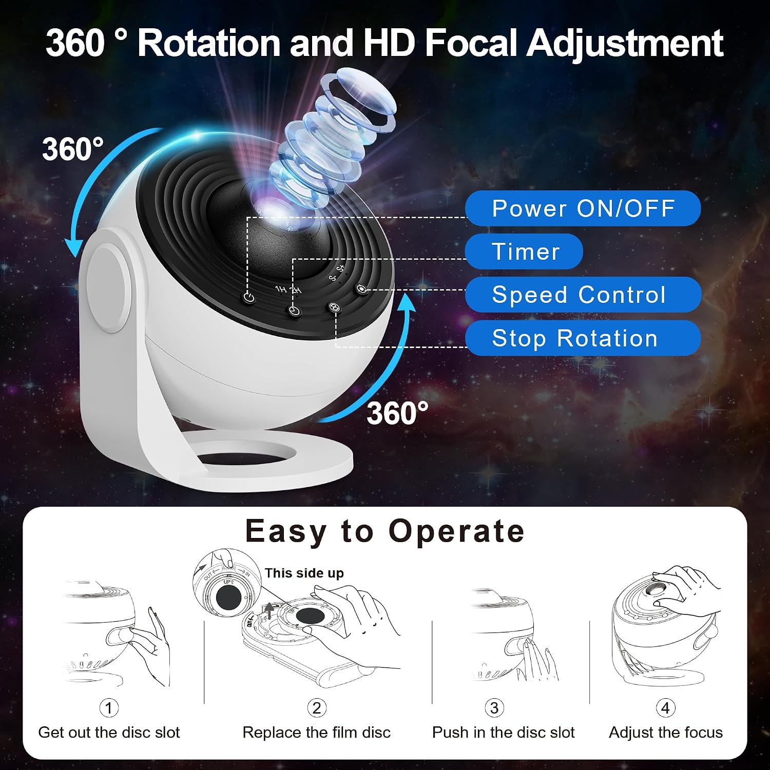Galaxy Projector Night Light, 13-in-1 Star Projector for Bedroom, White - Image 7