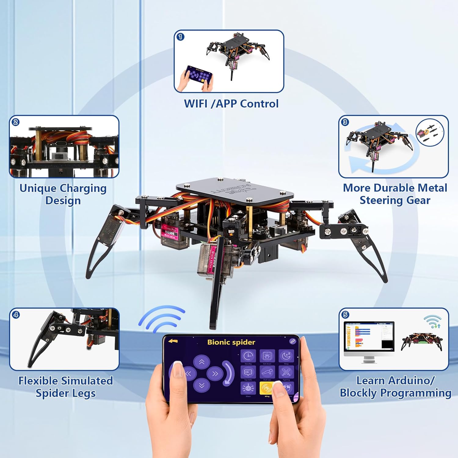 ACEBOTT Science Kits Spider Robot Building Kit STEM Crawling Robot Gifts for Kids Boys Ages 8-12 Girls, Scientific Coding Robotic Technic Creative DIY Toys for Birthday - Image 5