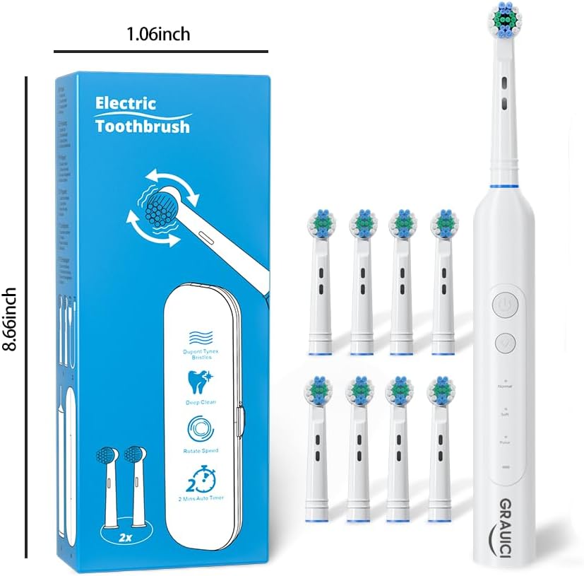 Deep Clean Rechargeable Electric Powered Toothbrush, Rechargeable Electric Toothbrush with 8 Brush Heads,Pressure Sensor to Protect Gums - Image 8