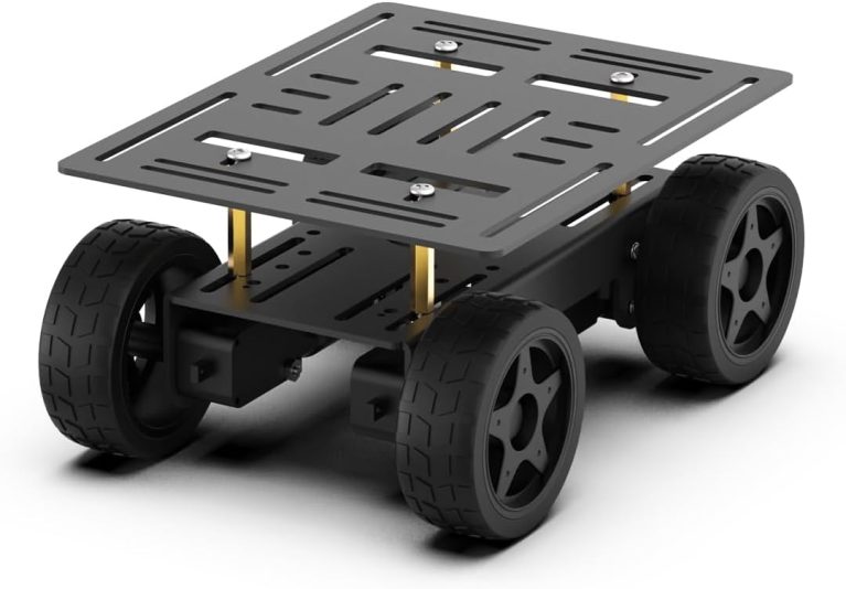 LewanSoul 4WD Smart Chassis Car Kit with Aluminum Alloy Chassis, TT Motor, 66mm Wheels, Robotic Moving Platform (Black, Unassembled)