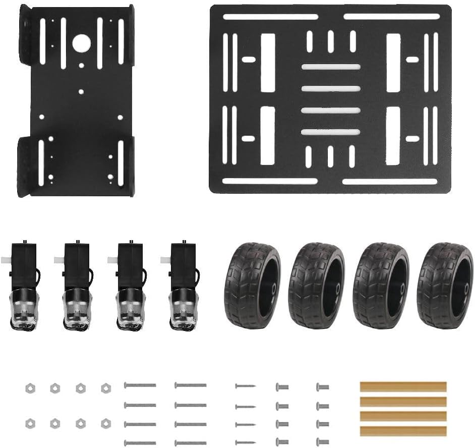 LewanSoul 4WD Smart Chassis Car Kit with Aluminum Alloy Chassis, TT Motor, 66mm Wheels, Robotic Moving Platform (Black, Unassembled) - Image 4