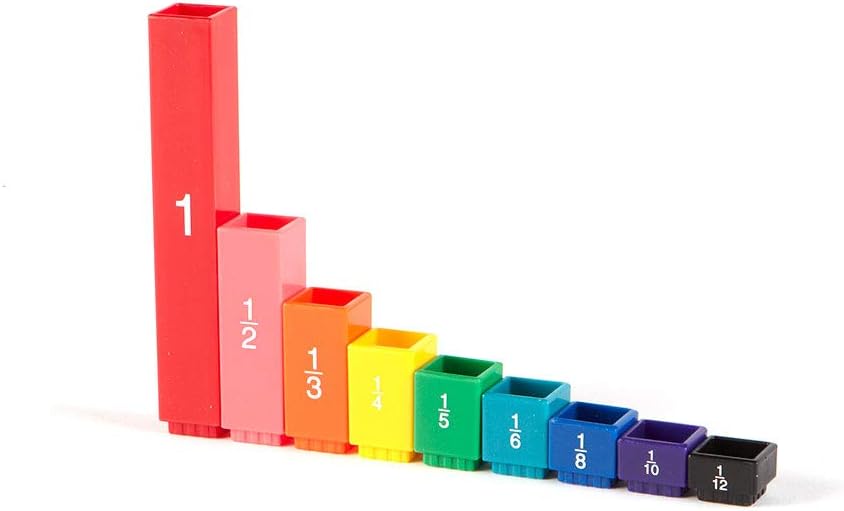 hand2mind Rainbow Fraction Tower Cubes, Fraction Equivalency, Montessori Math Blocks Materials for Kids, Math Manipulatives 4th Grade, Elementary Teacher Must Haves (Set of 51) - Image 8