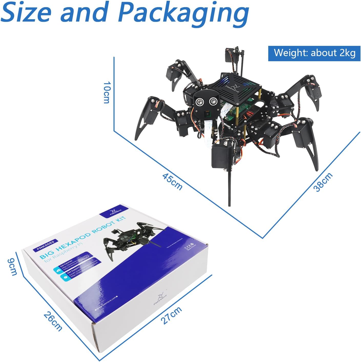 Freenove Big Hexapod Robot Kit for Raspberry Pi 5 4 B 3 B+ Zero 2 W, Walking, Self Balancing, Face Recognition, Ultrasonic Ranging, App Control, Camera, Servo (Raspberry Pi NOT Included) - Image 7