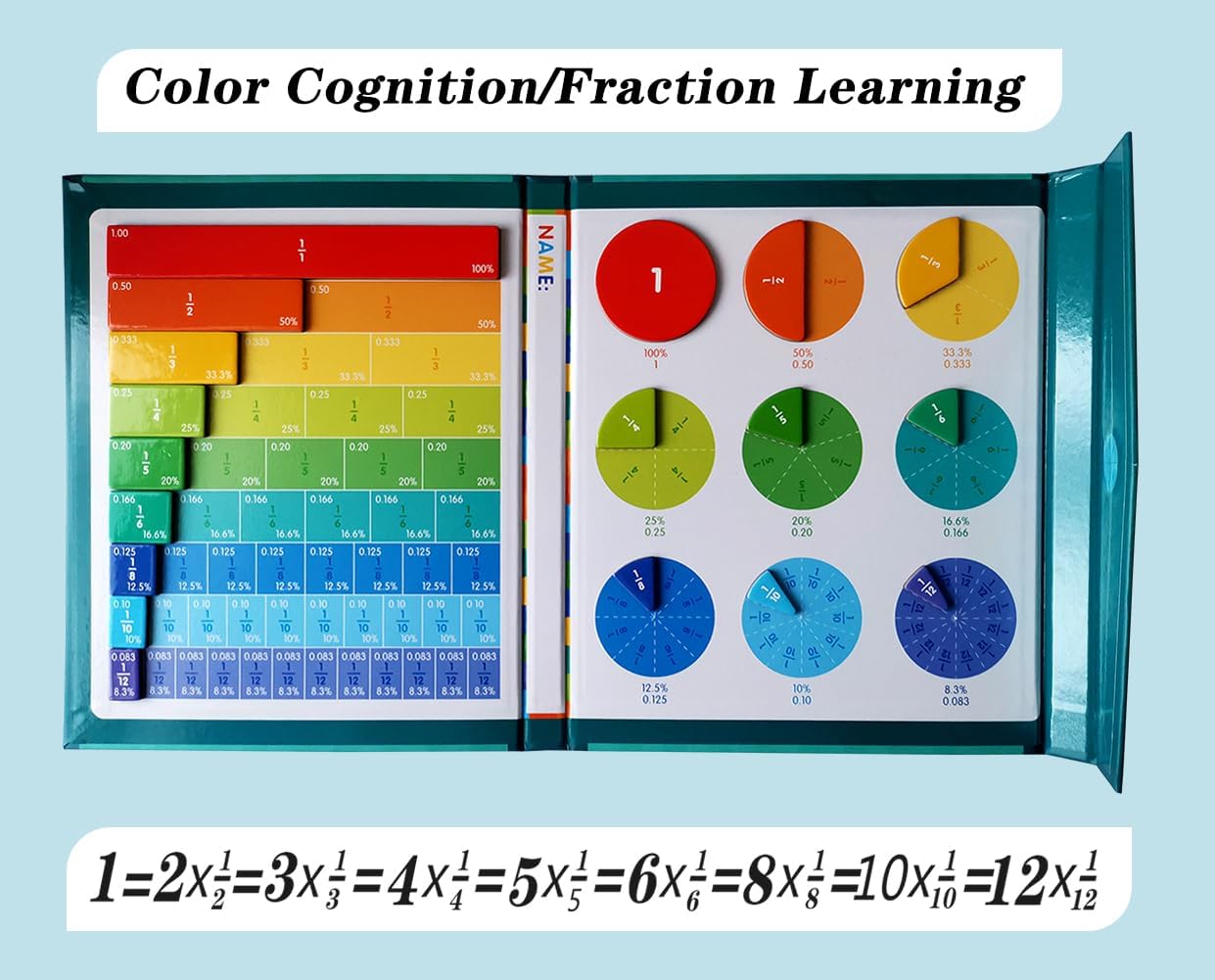 Magnetic Fraction Educational Puzzle Fraction Tiles and Circles, Equip Magnetic Score Disk Demonstrator,Math Manipulatives Enhance Early Primary School Students Mathematical Skills - Image 6