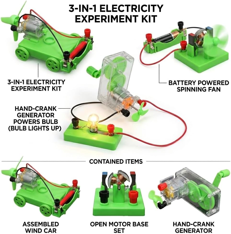 Physics Science Lab Learning Circuit kit, Electricity Experiment Set,DIY DC Electrical Motor Model Wind Powered Carts Building Circuits for Kids Junior Senior High School Students (1 Set) - Image 6