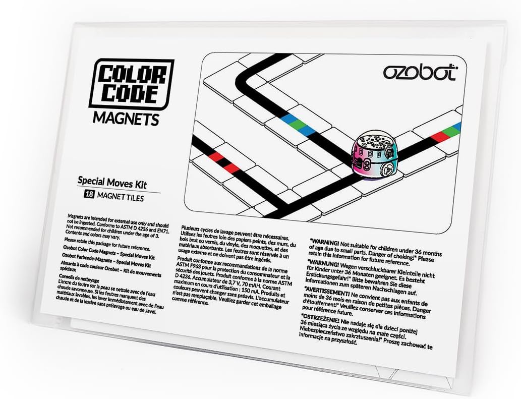 Ozobot Color Code Magnets Special Moves Kit, Interactive Coding Learning Tool for Kids Ages 5+,Enhances Logic & Problem Solving Skills,18 Tiles,Evo & Color Codes Magnets Base Kit Required Not Included