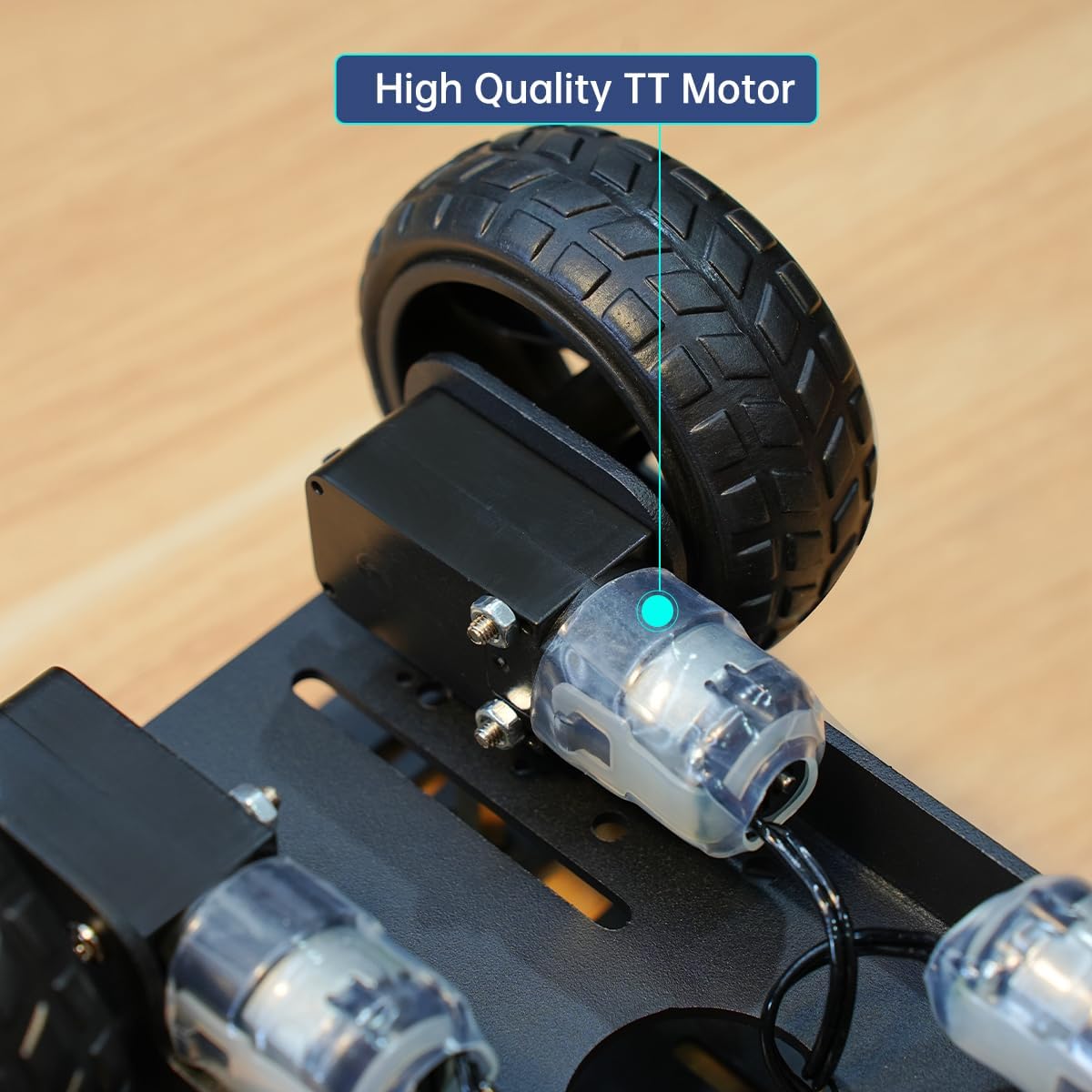 LewanSoul 4WD Smart Chassis Car Kit with Aluminum Alloy Chassis, TT Motor, 66mm Wheels, Robotic Moving Platform (Black, Unassembled) - Image 2