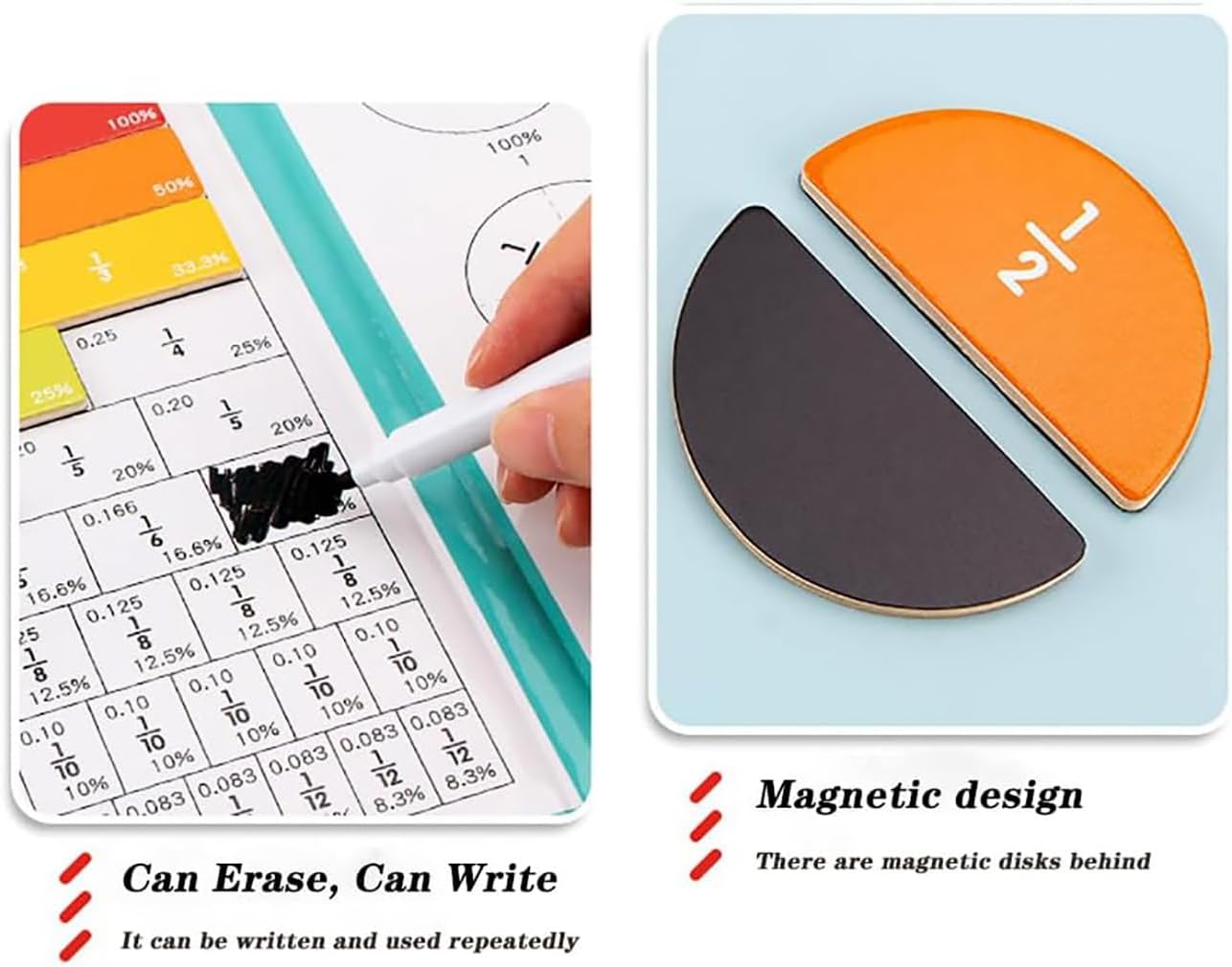 Magnetic Fraction Educational Puzzle Fraction Tiles and Circles, Equip Magnetic Score Disk Demonstrator,Math Manipulatives Enhance Early Primary School Students Mathematical Skills - Image 4