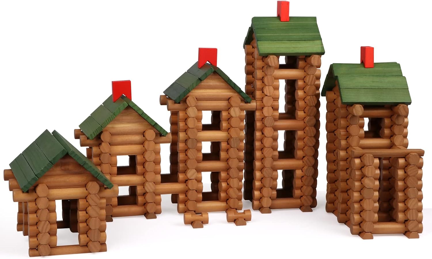 Wondertoys 530 Pcs Wooden Logs Set Ages 3+, Classic Building Log Toys for Kids, Creative Construction Engineering Educational Gifts - Image 8