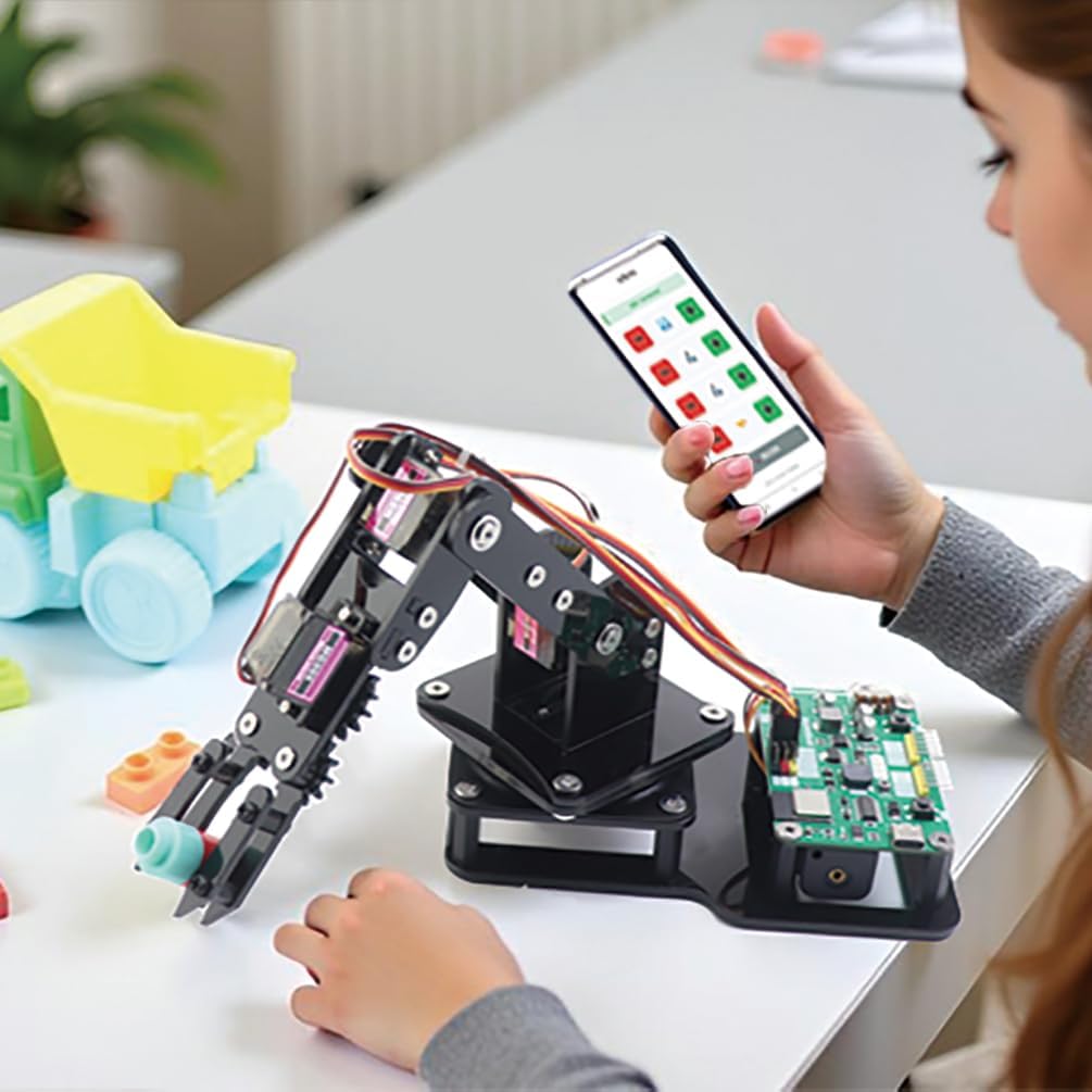 Smart Robot Arm for Arduino & MicroPython ESP32 4DOF Programmable Robotic Arm Building Kit with Joystick/Web App Control for STEAM Education, Motion Recording & Loop Playback - Image 8