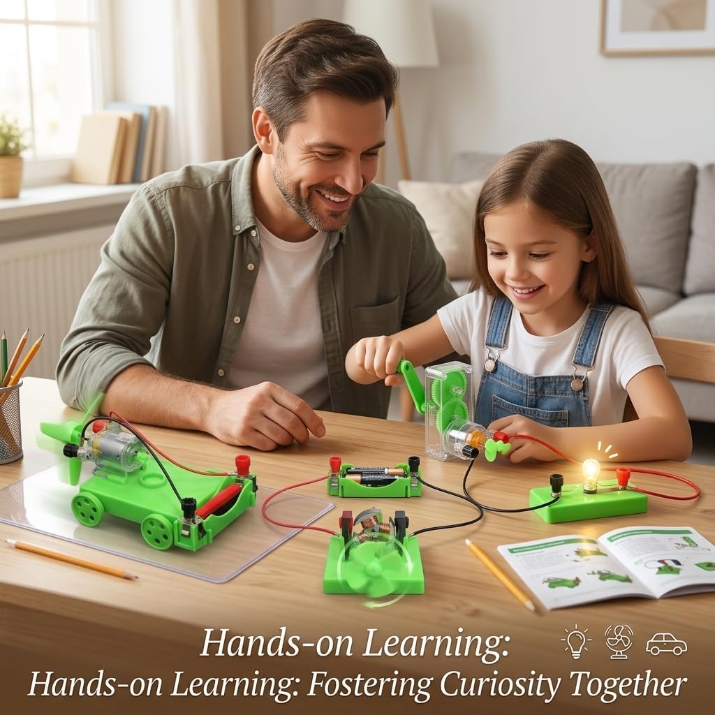 Physics Science Lab Learning Circuit kit, Electricity Experiment Set,DIY DC Electrical Motor Model Wind Powered Carts Building Circuits for Kids Junior Senior High School Students (1 Set) - Image 4