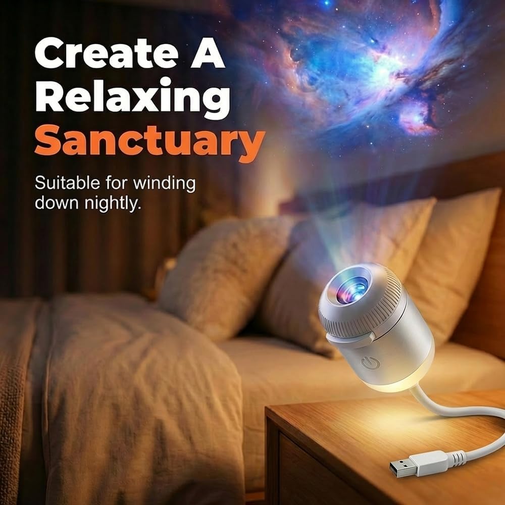 2-in-1 Galaxy Projector Night Light, USB Star Projector, Mini Galaxy Light Projector for Bedroom Ceiling Wall Room Decor - Image 2