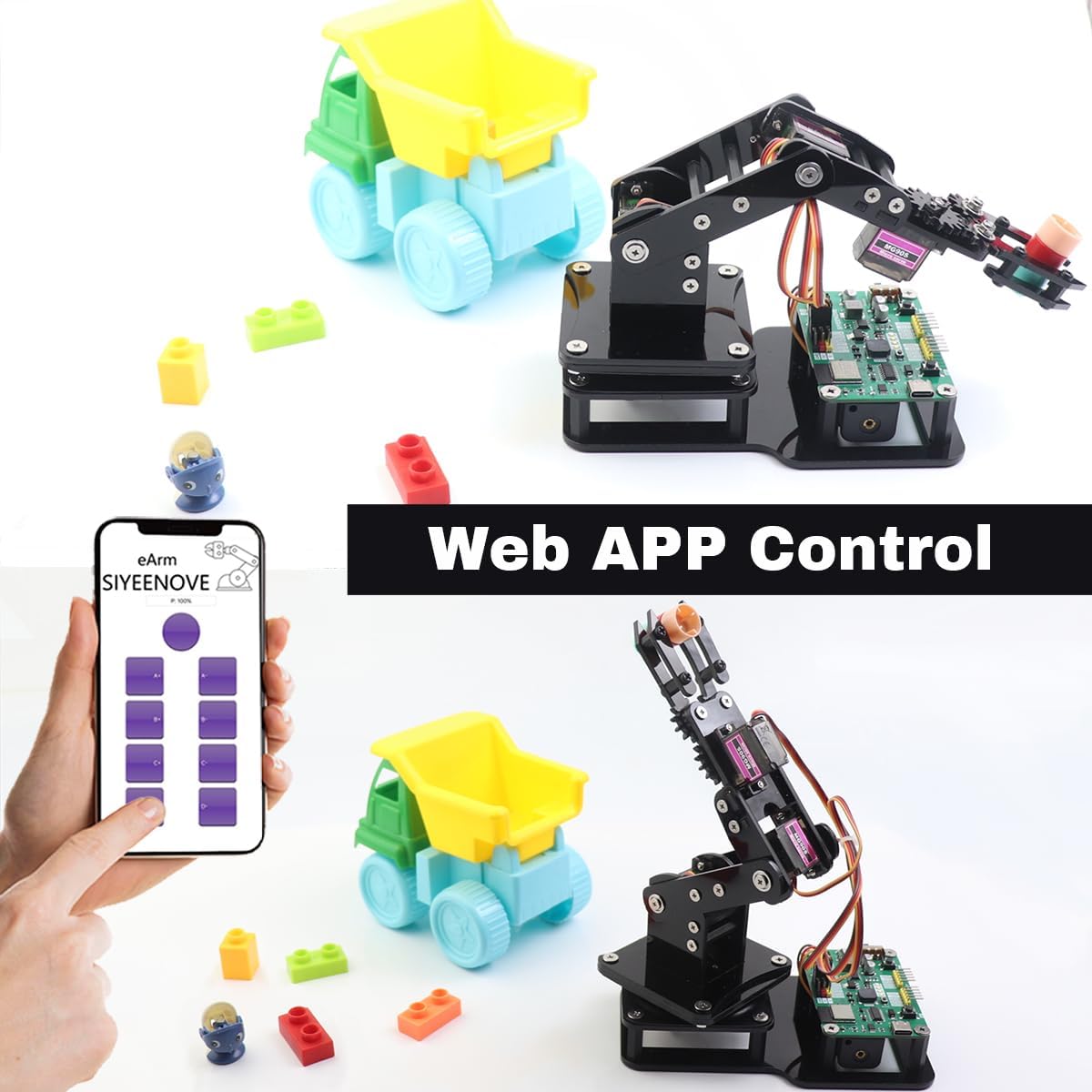 Smart Robot Arm for Arduino & MicroPython ESP32 4DOF Programmable Robotic Arm Building Kit with Joystick/Web App Control for STEAM Education, Motion Recording & Loop Playback - Image 4