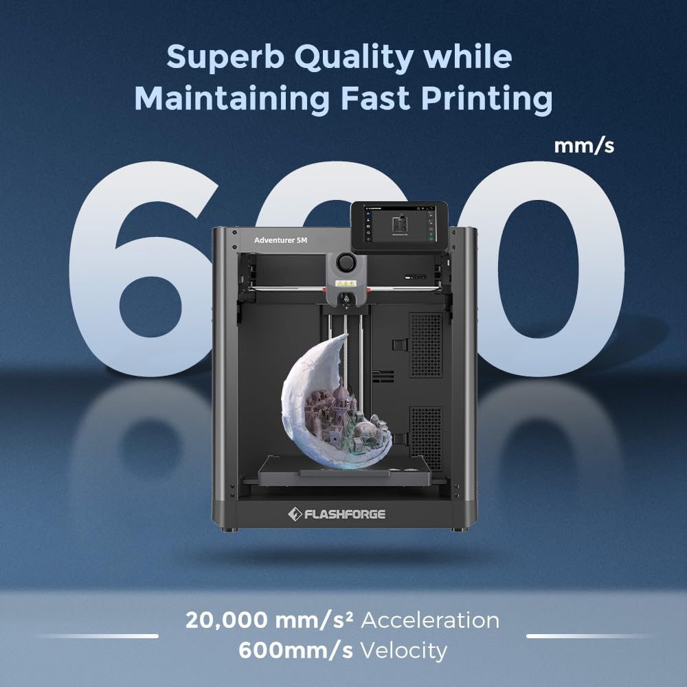 FLASHFORGE AD5M 3D Printer Fully Auto Calibration Print with 1-Click Max 600mm/s Speed, All-Metal CoreXY Structure Precise Printing, Easy-Maintenance Quick-Swap Nozzle, Print Size 220x220x220mm - Image 3