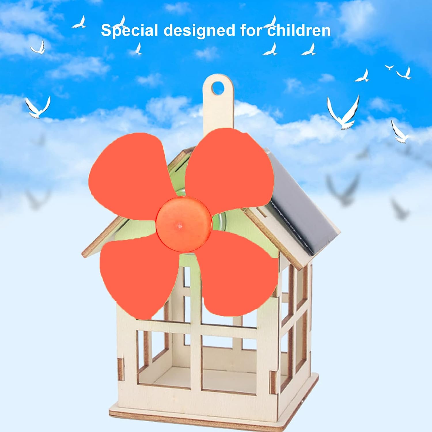 BORDSTRACT Windmill Wooden House Experimental Model, Solar Powered Windmill Cabin DIY Solar Energy Science Educational Assembly Kit - Image 8