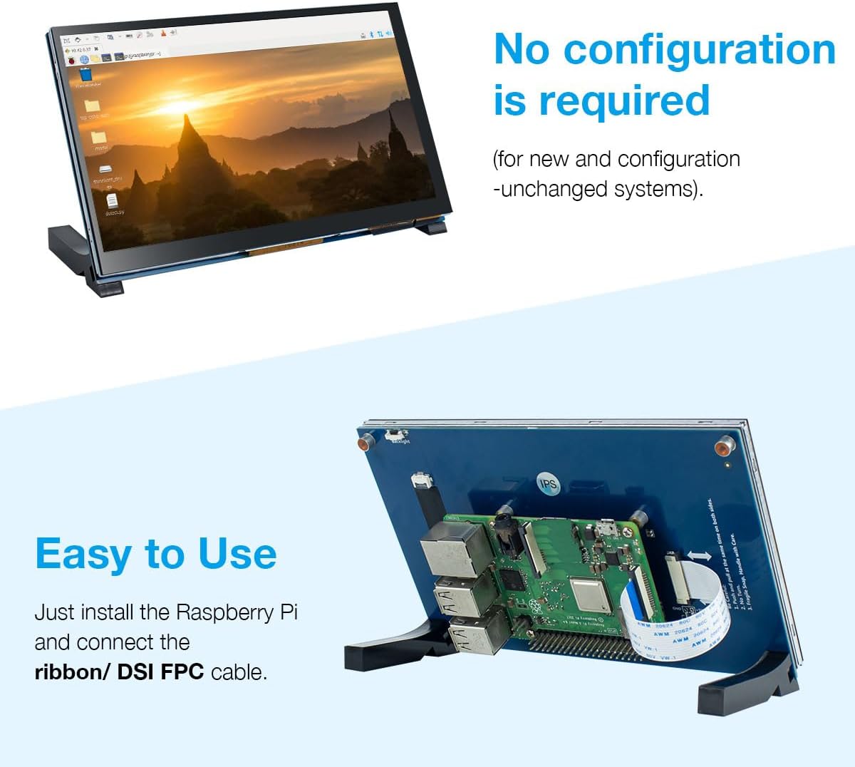 Hosyond 7 Inch Touchscreen IPS DSI Display Compatible with Raspberry Pi 5/4/3, 800x480 Pixel Capacitive Screen MIPI Driver-Free Interface - Image 2