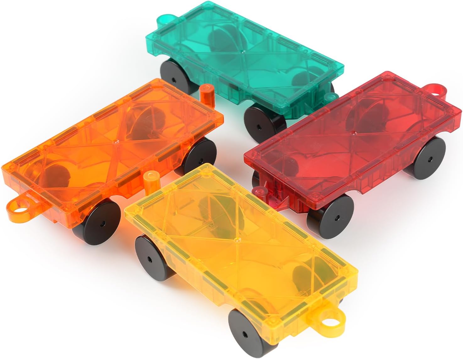 Magnetic Tiles Car Building Kit for Toddlers, 4 PCS Magnet Construction Trucks, STEM Toys for 3-8 Year Old Boys Girls, Educational Vehicle Engineering Set - Image 3