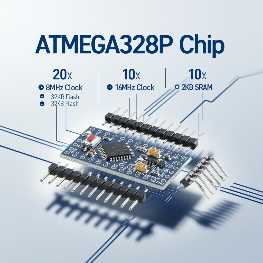 2Pcs Pro Mini 3.3V ATMEGA328PB Development Board - Compatible for Arduino, USB Programmer, Low Power, Improved Version - Image 3