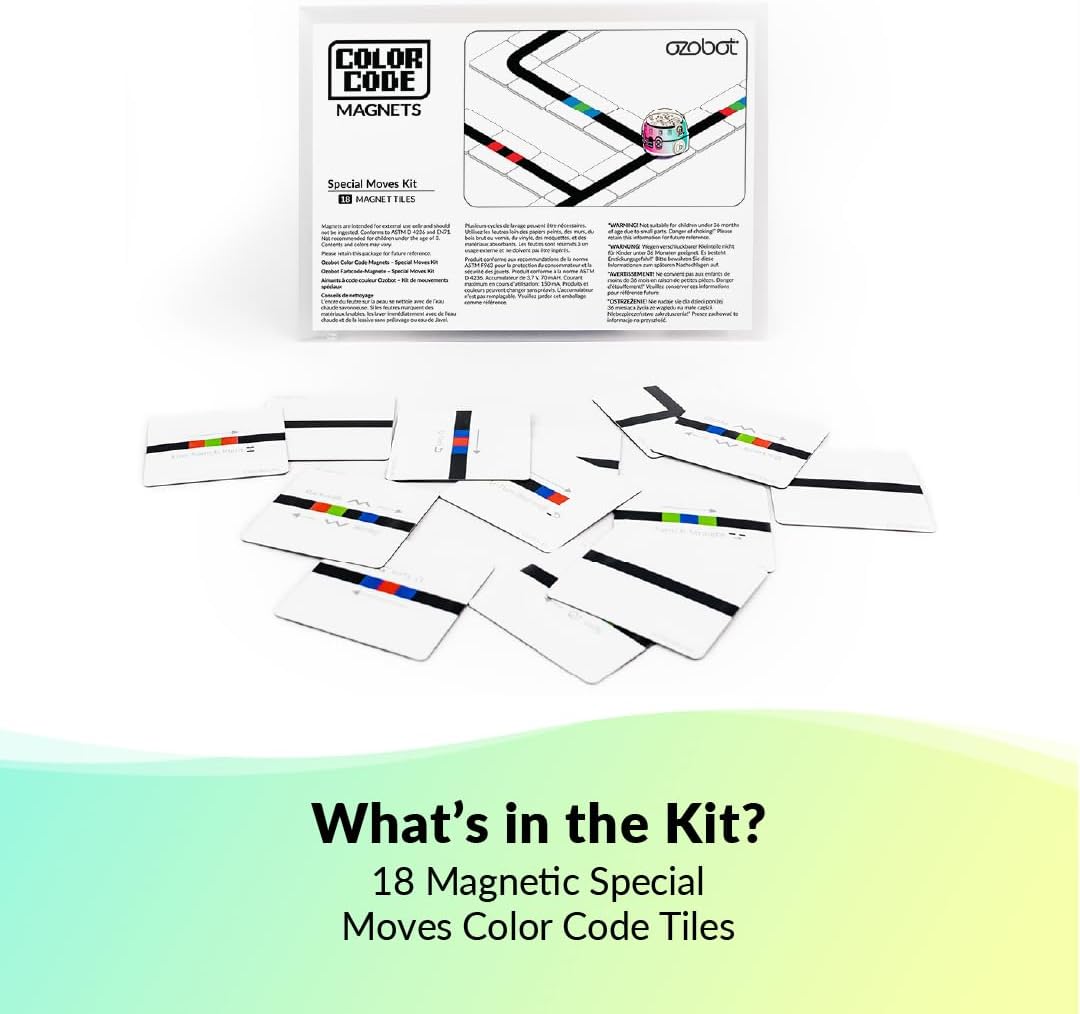 Ozobot Color Code Magnets Special Moves Kit, Interactive Coding Learning Tool for Kids Ages 5+,Enhances Logic & Problem Solving Skills,18 Tiles,Evo & Color Codes Magnets Base Kit Required Not Included - Image 7