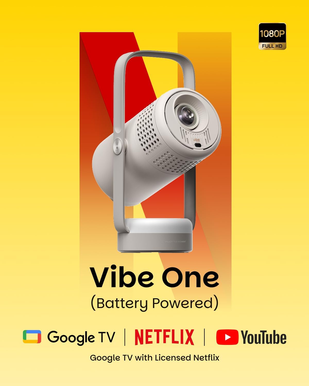 XGIMI Vibe One Battery Powered 1080P Smart Portable Projector (Cloud Ash) - Image 2