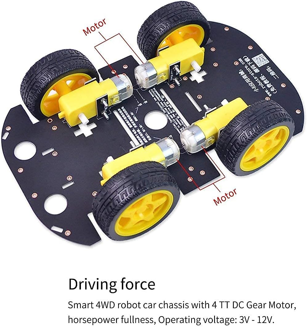 Robot Chassis 4WD Robot Car Smart Chassis Kit with 4 TT Motor for Arduino/Raspberry Pi/Jetson Nano, Smart Robotic Car Chassis DIY Learning Kit - Image 7