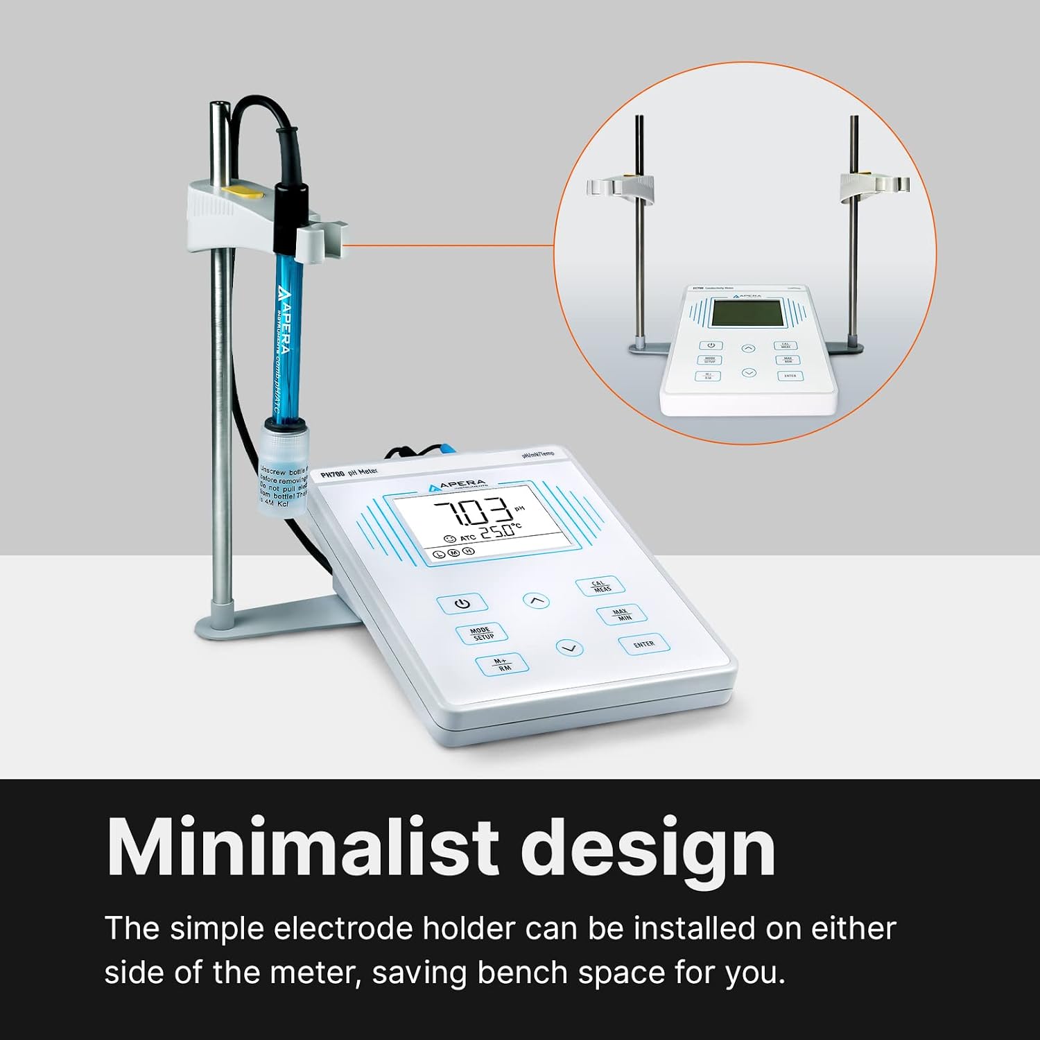 Apera Instruments, LLC-AI501 PH700 Benchtop Lab pH Meter, 0.01 pH Accuracy, 1-3 Points Auto Calibration, 3-in-1 pH/Temp. Electrode - Image 3