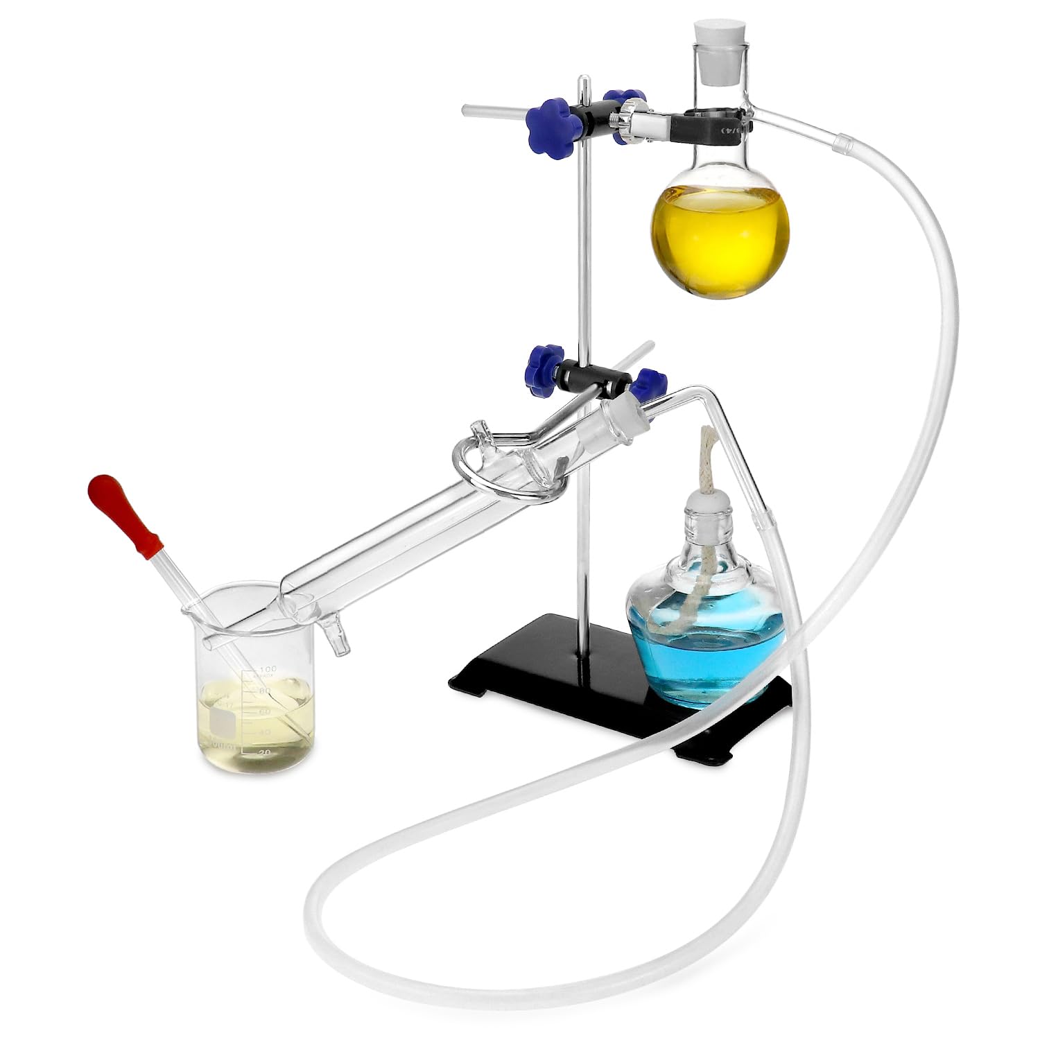 QWORK 12 Pieces 100 ML Home Distillation Apparatus Set - to Making Essential Oil, Chemistry Glass Distilling, Lab Glassware Kit - Image 4