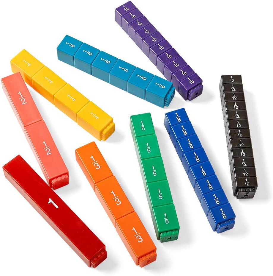 hand2mind Rainbow Fraction Tower Cubes, Fraction Equivalency, Montessori Math Blocks Materials for Kids, Math Manipulatives 4th Grade, Elementary Teacher Must Haves (Set of 51) - Image 6