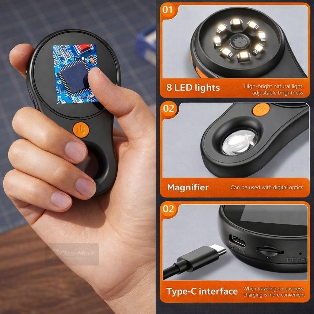 Digital Microscope 500x with 2.0" IPS Screen, Magnifying Glass, Coin Microscope, Trichome Microscope, USB Connection, Ideal for Electronics, Jewelry, Coin Collectors and Kids - Image 8