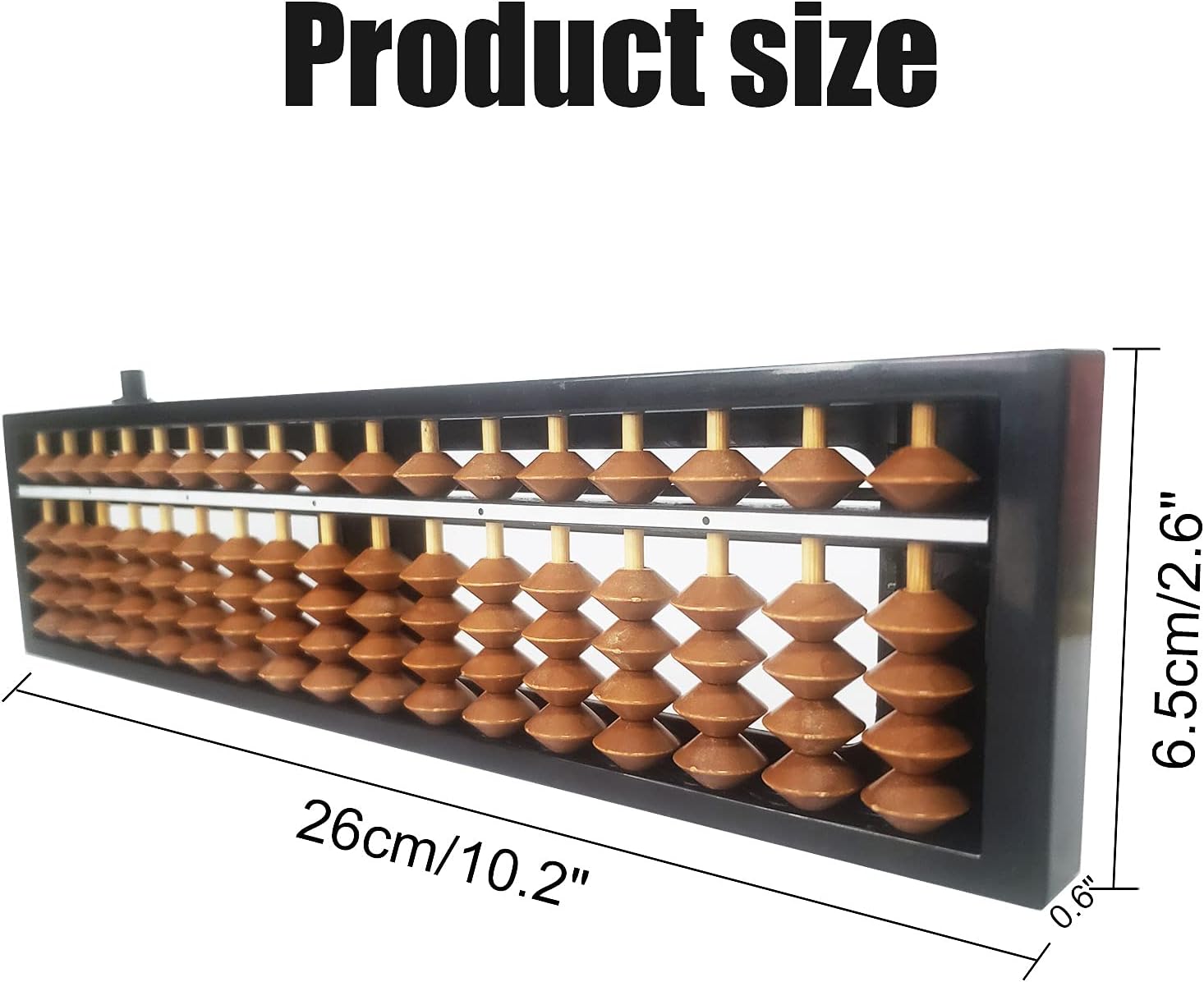 Digit Standard Abacus Soroban Professional 17 Column (10.2 inch) Math Abacus, Math Calculating Tool with Reset Button for Adults Kids (Brown) - Image 2