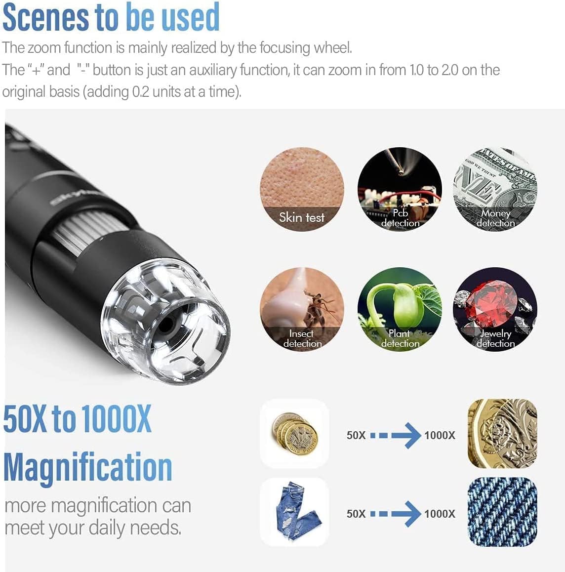 Wireless Digital Microscope, Skybasic 50X-1000X Magnification WiFi Portable Handheld Microscopes with Adjustable Stand HD USB Microscope Camera Compatible with iPhone Android iPad Windows Mac Computer - Image 6
