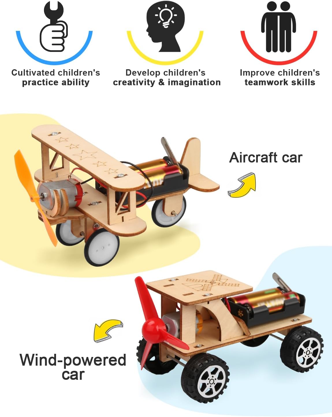 Poraxy 5 in 1 STEM Kits for Kids Age 8-10, Science Building Project Craft for 8-13, Model Car Kit, STEM Toys for Boys Girls Age 8-12, Wooden 3D Puzzles, Birthday Gifts for 6 7 8 9 10 11 12 13 Year Old - Image 3