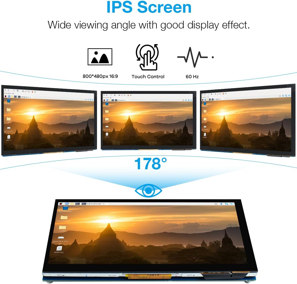Hosyond 7 Inch Touchscreen IPS DSI Display Compatible with Raspberry Pi 5/4/3, 800x480 Pixel Capacitive Screen MIPI Driver-Free Interface - Image 4