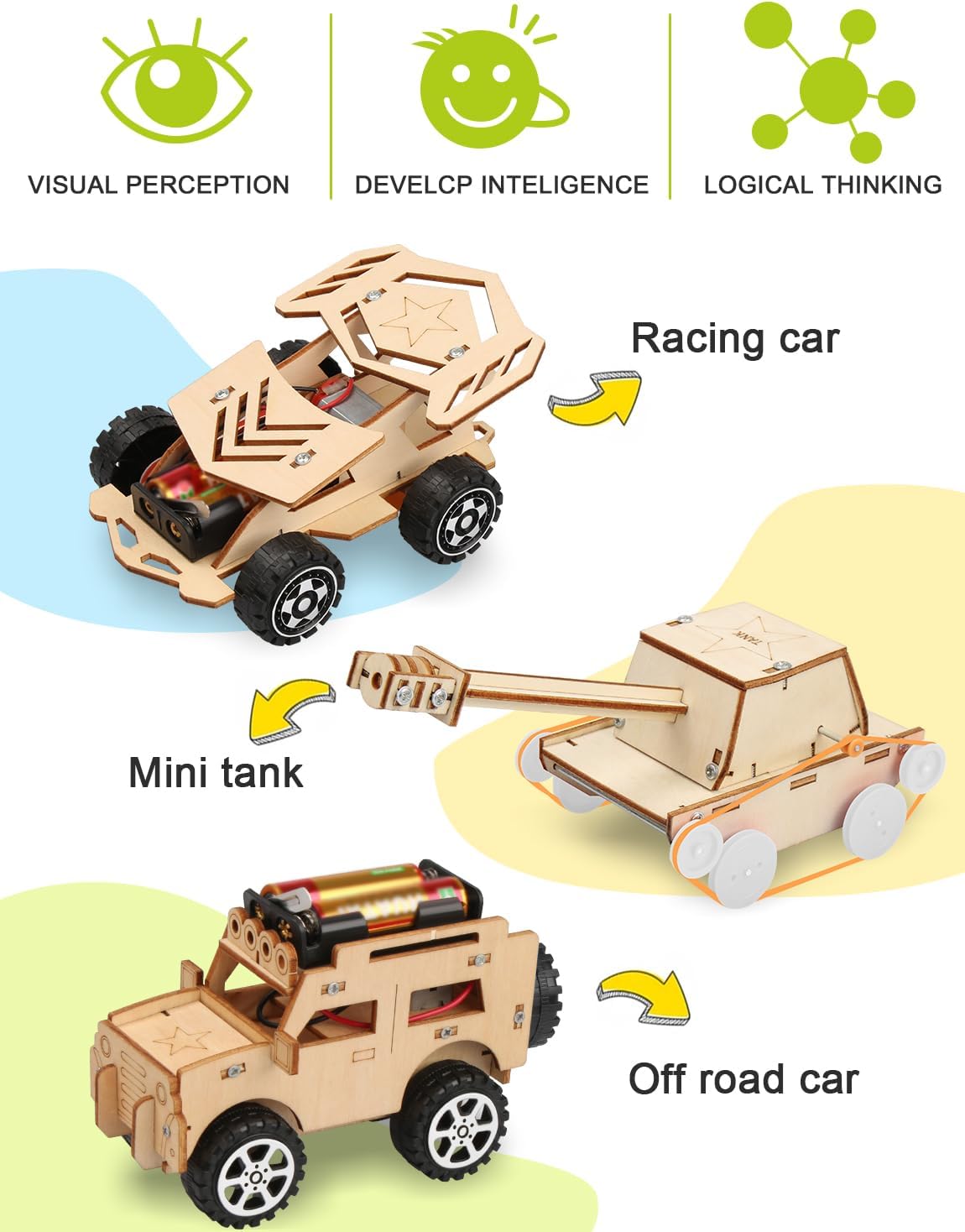 Poraxy 5 in 1 STEM Kits for Kids Age 8-10, Science Building Project Craft for 8-13, Model Car Kit, STEM Toys for Boys Girls Age 8-12, Wooden 3D Puzzles, Birthday Gifts for 6 7 8 9 10 11 12 13 Year Old - Image 2