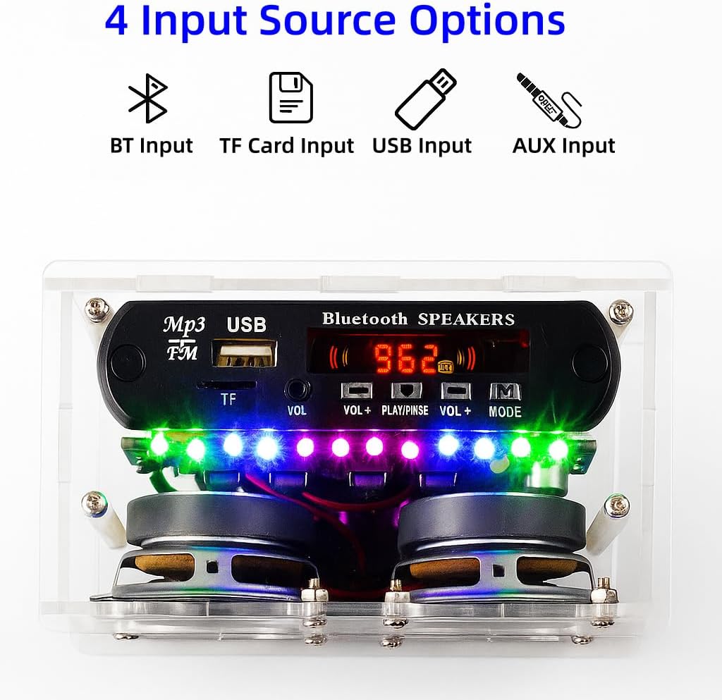 DIY Stereo Speaker Soldering Practice kit- BT,USB Player &FM Receiver- Complete Soldering Project kit with Components, PCB & Enclosure, Perfect for Electronics Enthusiasts & Beginners - Image 3