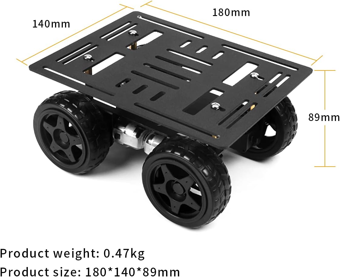 LewanSoul 4WD Smart Chassis Car Kit with Aluminum Alloy Chassis, TT Motor, 66mm Wheels, Robotic Moving Platform (Black, Unassembled) - Image 6