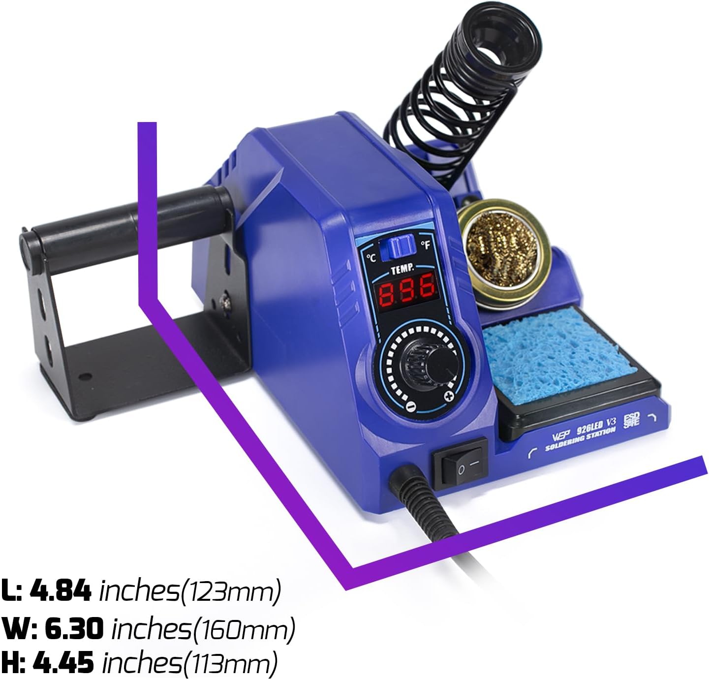 WEP 926LED V3 Soldering Station 130W MAX Soldering Iron Kit with Solder Wire, 5 Soldering Tips, Tweezers, Solder Sucker, Tip Cleaner, Temperature Control, Sleep Mode, C-F Conversion - Image 3