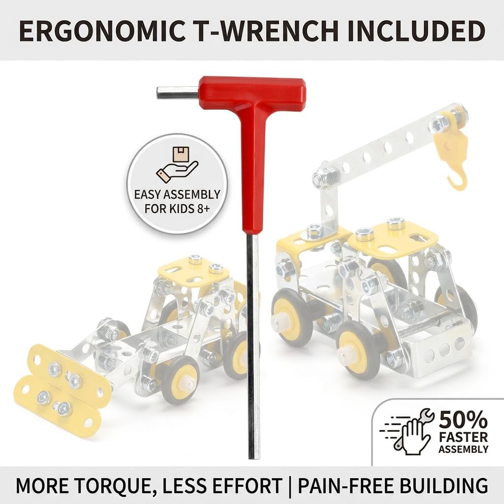 Erector Set for Boys Age 8-12,4 Mini Metal Model Set for Kids,330 PCS STEM Construction Toys,Engineering Building Set with Crane,Forklift,Bulldozer,Fire Truck-DIY STEM Educational Gift for Boys&Teens - Image 6