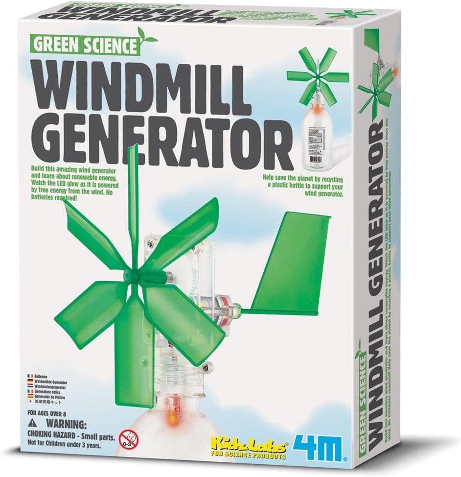 4M Toysmith, Green Science Windmill Generator Kit, DIY Science Kit With LED Lights, For Boys & Girls Ages 8+ (Packaging May Vary) - Image 2