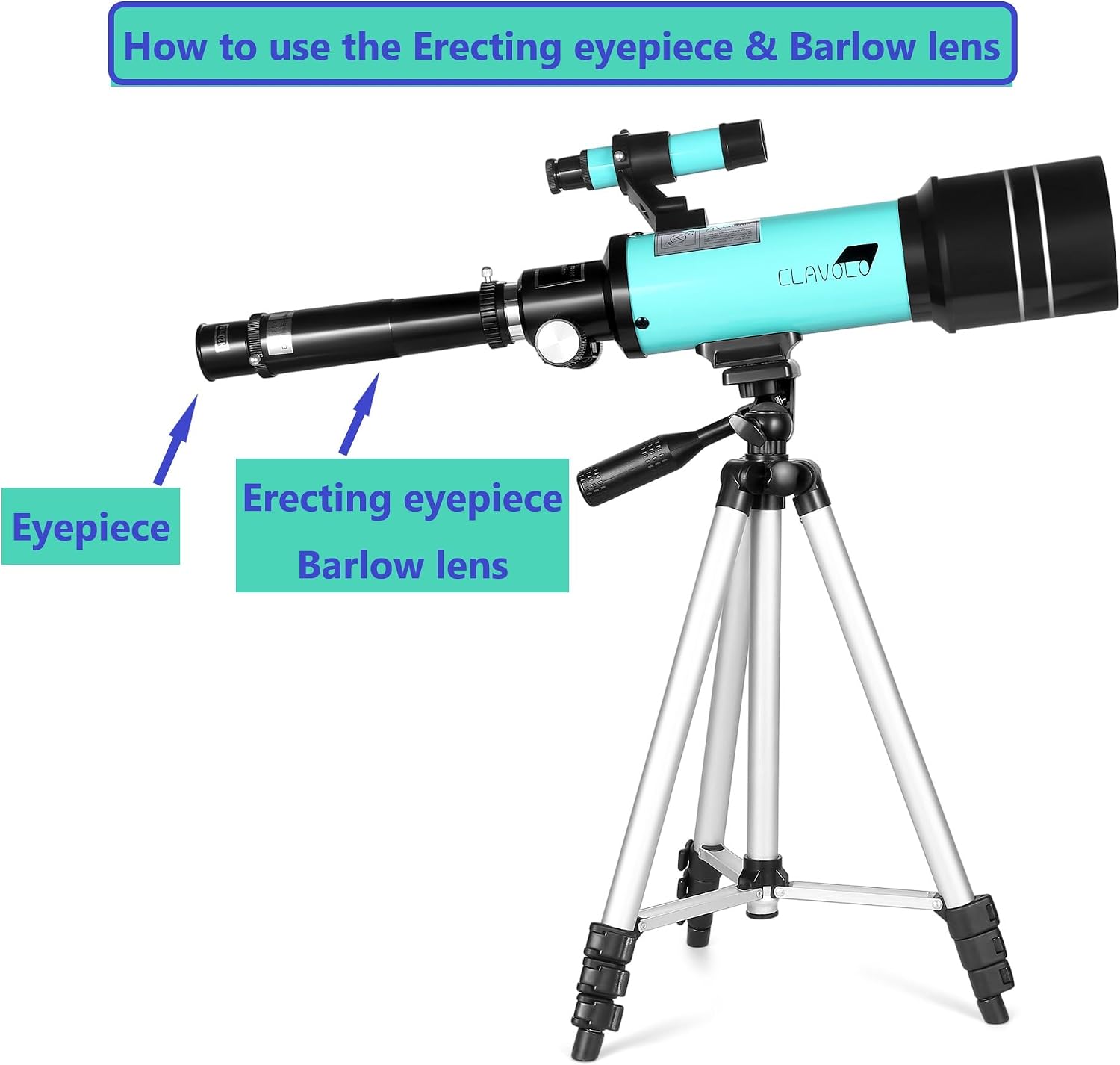 Telescope 70mm Aperture for Kids & Astronomy Beginners, Travel Telescope with Adjustable Tripod & Phone Adaper, Magnification 20X–200X - Image 5