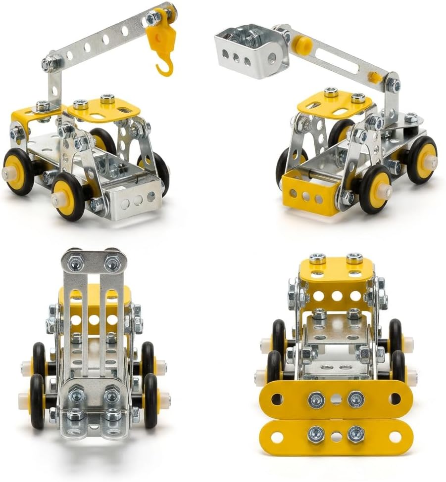 Erector Set for Boys Age 8-12,4 Mini Metal Model Set for Kids,330 PCS STEM Construction Toys,Engineering Building Set with Crane,Forklift,Bulldozer,Fire Truck-DIY STEM Educational Gift for Boys&Teens - Image 8