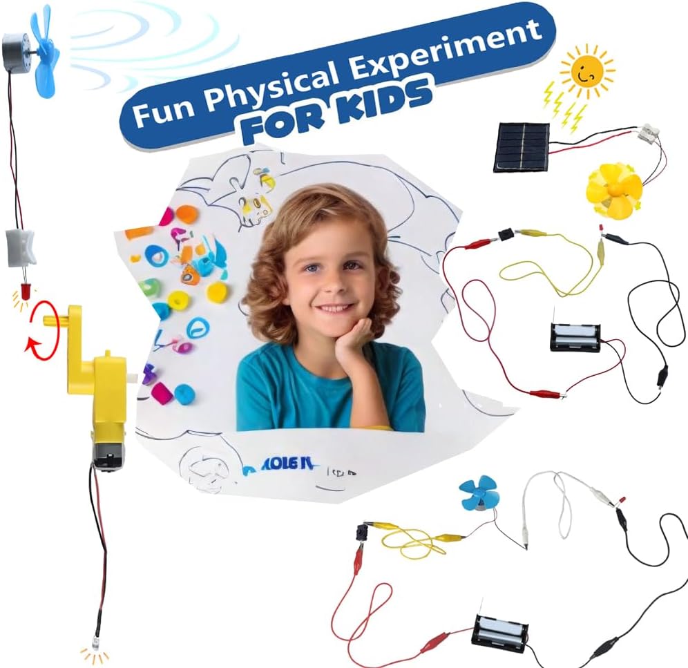 Delinx Fun Physics Science Experiment Kit: Windmill & Hand-cranked Generator, Solar Power, Basic Electric Circuit Learning, DIY Educational STEM Project for Kids & Teens, Girls & Boys - Image 6