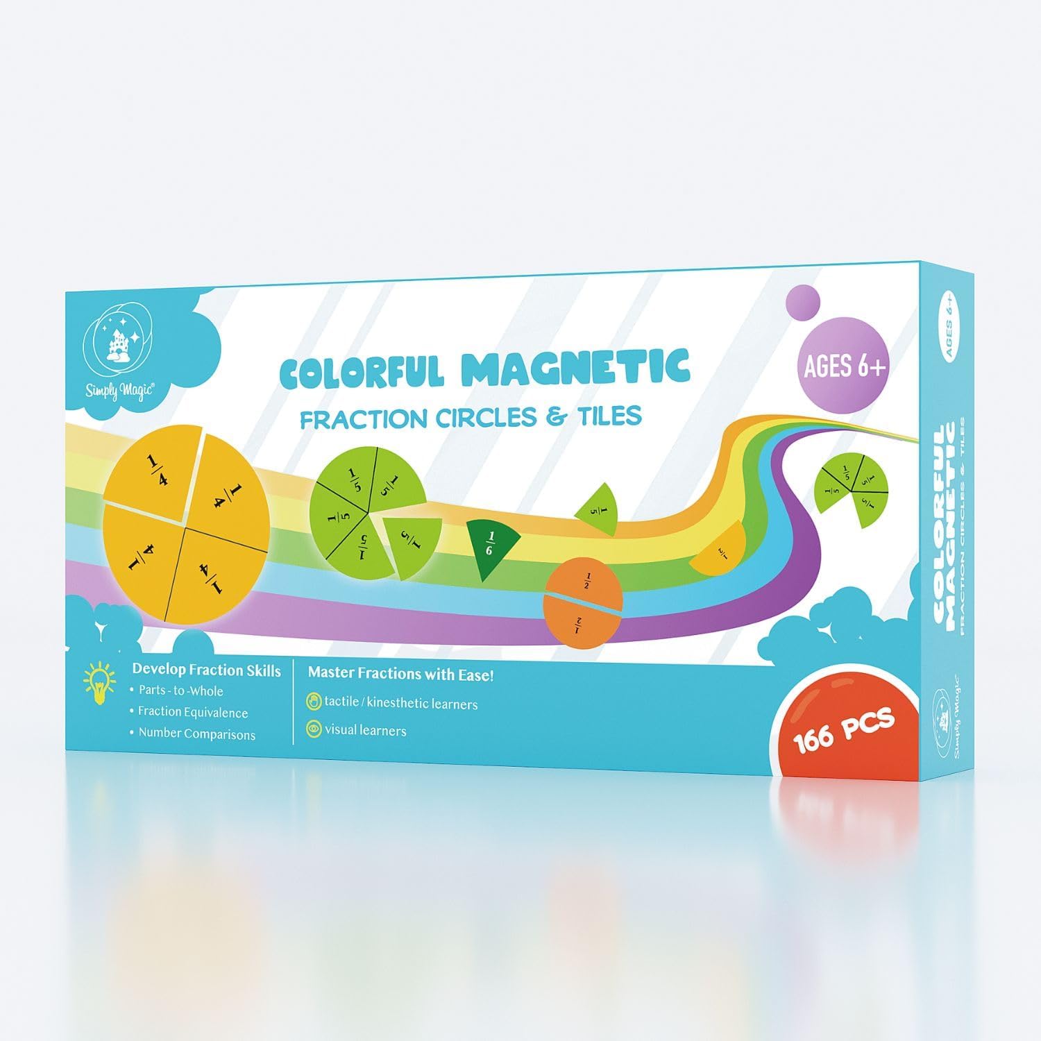 Simply Magic 166 PCS Magnetic Fraction Tiles & Fraction Circles - Image 8