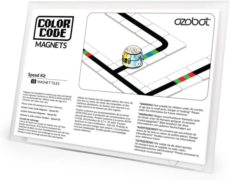 Ozobot Color Code Magnets Speed Kit, Interactive Coding Learning Tool for Kids Ages 3+, Enhances Logic & Problem Solving Skills, 18 Tiles, Evo & Color Codes Magnets Base Kit Required Not Included