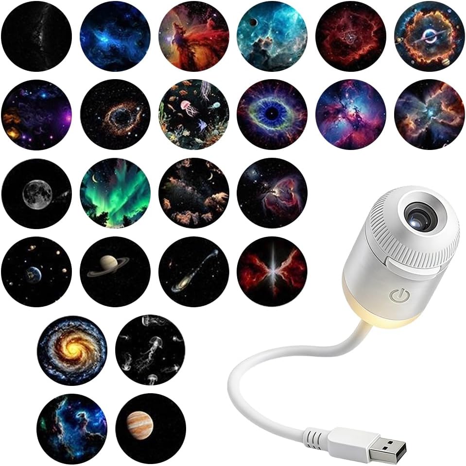 2-in-1 Galaxy Projector Night Light, USB Star Projector, Mini Galaxy Light Projector for Bedroom Ceiling Wall Room Decor