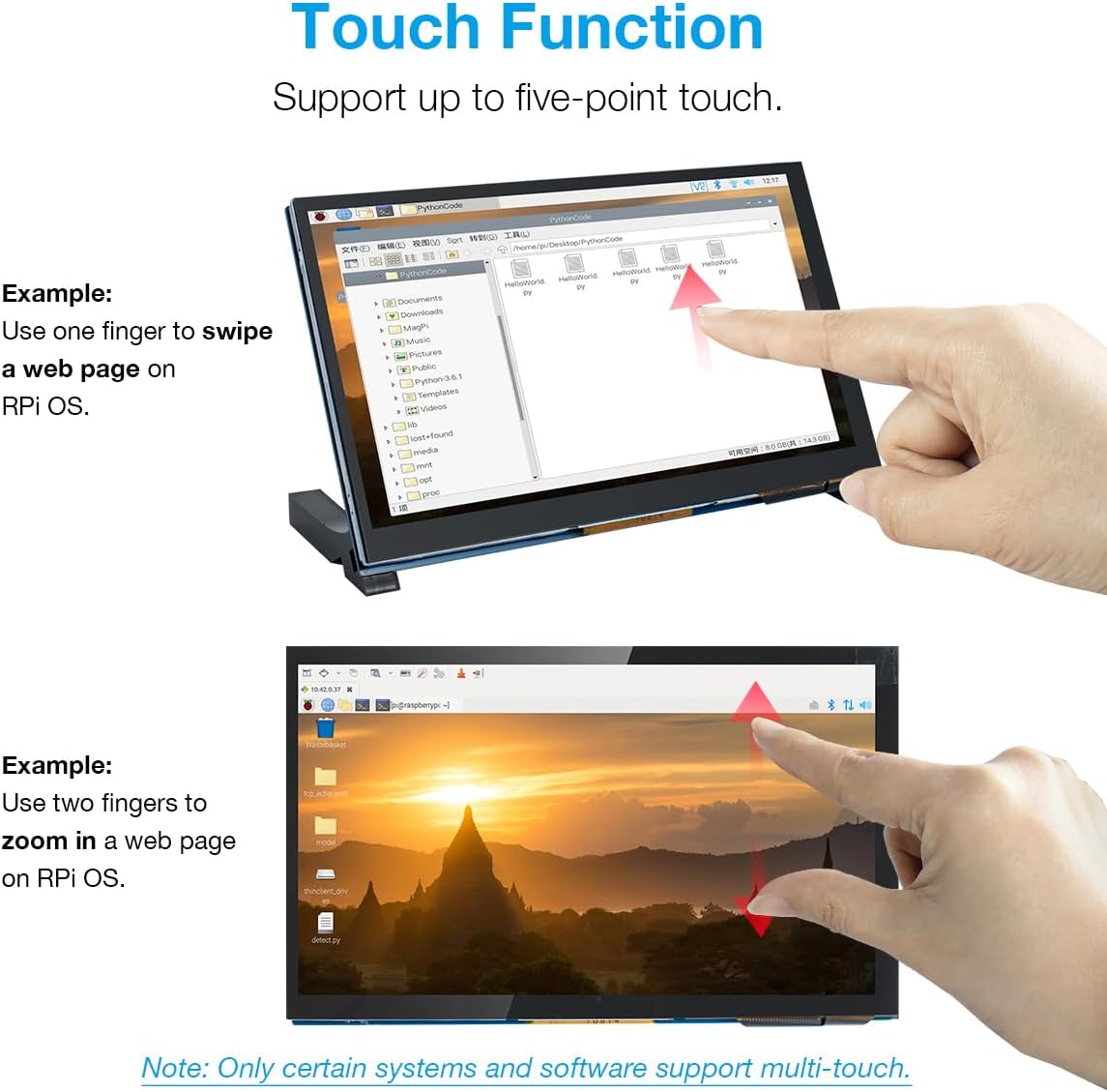 Hosyond 7 Inch Touchscreen IPS DSI Display Compatible with Raspberry Pi 5/4/3, 800x480 Pixel Capacitive Screen MIPI Driver-Free Interface - Image 3