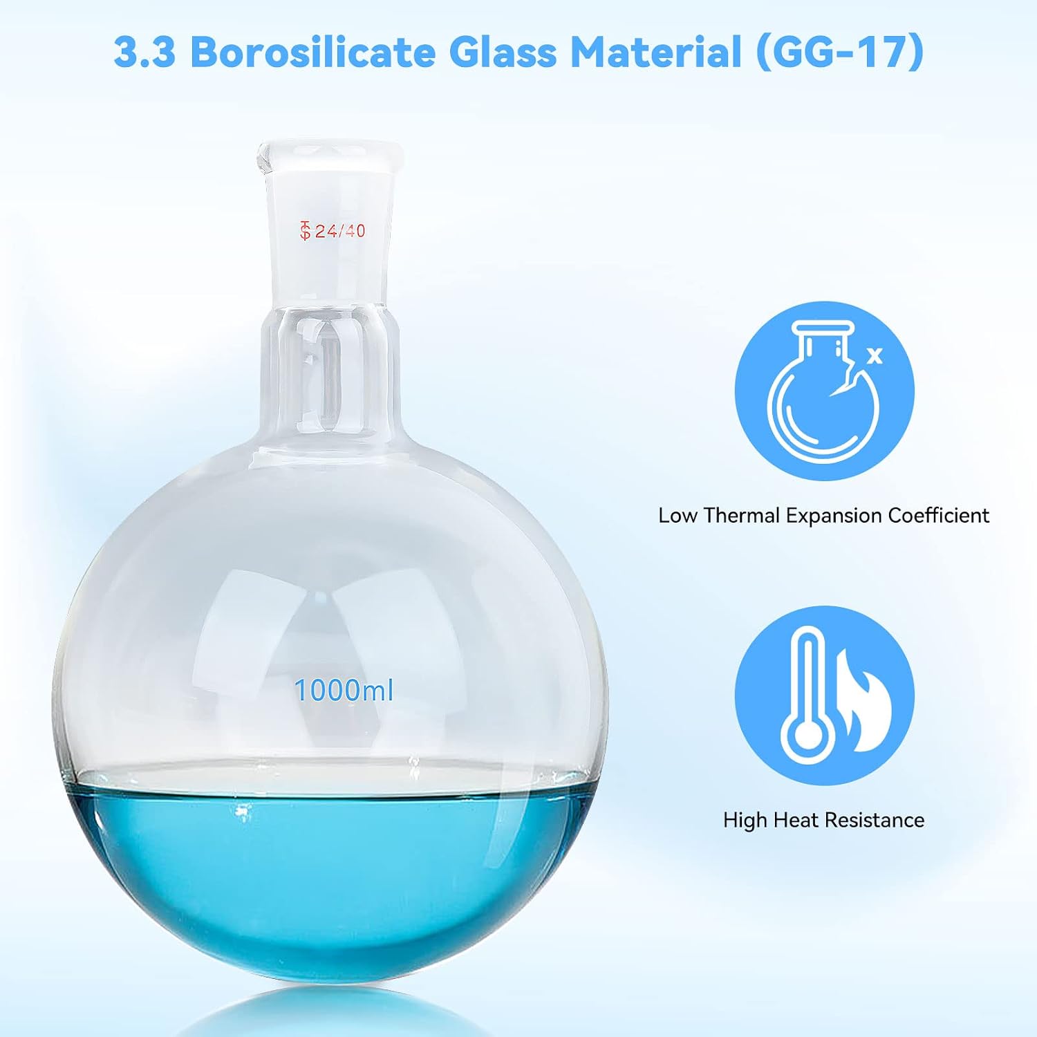 Chemistry Glassware Set - 32PCS Laboratory Glassware Kit with 24/40 Joint 1000ml Essential Oil Lab Distillation Apparatus Kit - Image 3