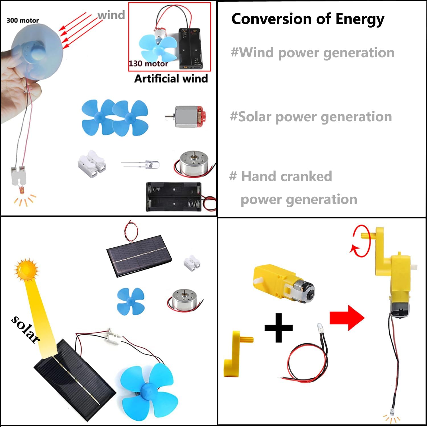 Delinx Fun Physics Science Experiment Kit: Windmill & Hand-cranked Generator, Solar Power, Basic Electric Circuit Learning, DIY Educational STEM Project for Kids & Teens, Girls & Boys - Image 2