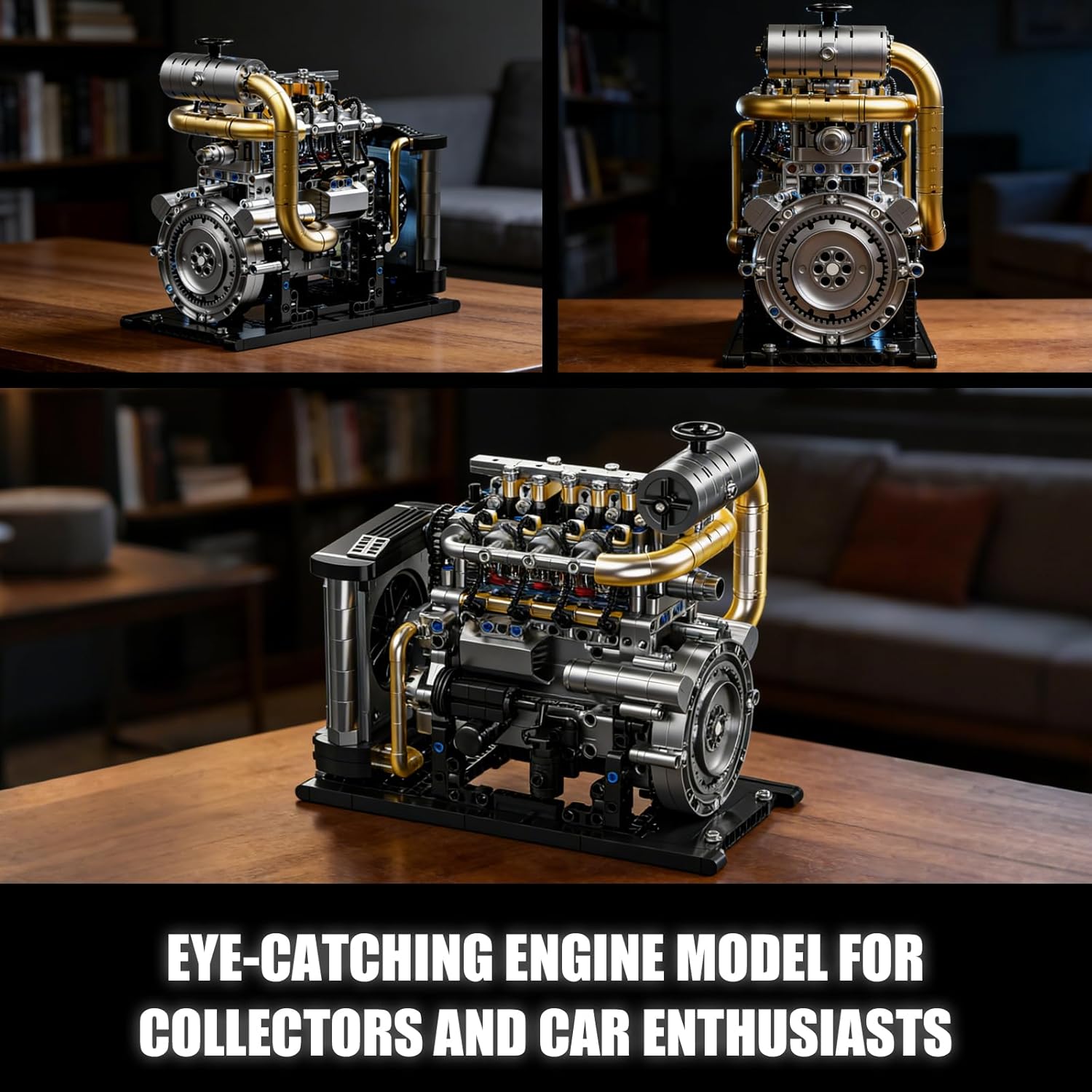Diesel Engine Model Kit that Runs for Adults, MOC Mini Inline 4-Cylinder Diesel Engine Building Set with Motor, Compatible with Lego, Mechanical Engineering STEM Toy for Teens (1029 PCS) - Image 5