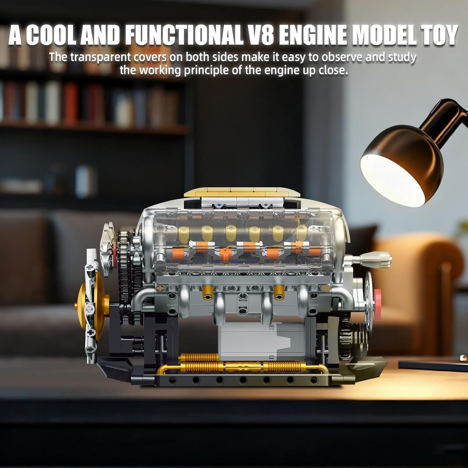 V8 Engine Model Kit that Runs, Build Your Own Mini Visible Car Motor, Physical Science Experiment Building Set for Adults & Teens, STEM Toy Gift for Boys 14+ (703 PCS) - Image 8